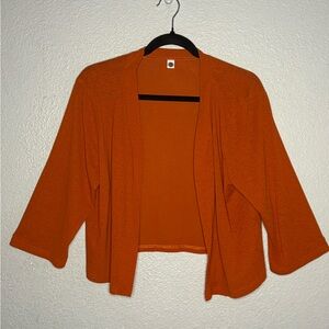 Women's Orange Open-Front Cardigan